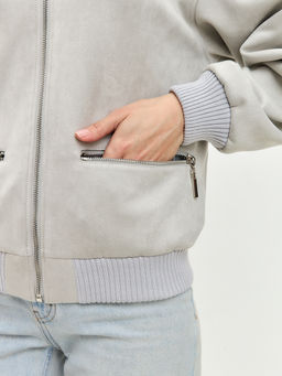 Бомбер из замши OD-868-1 серый OD-868-1 - Tantino фото 8