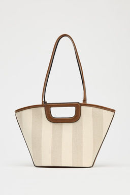 CANVAS TOPSTITCHED TOTE BAG - Zara фото 3