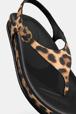 ANIMAL PRINT LEATHER AND SHEEPSKIN SANDALS
