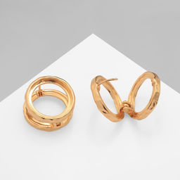 Серьги металл Аккорд два круга, цвет золото - Qf фото 2