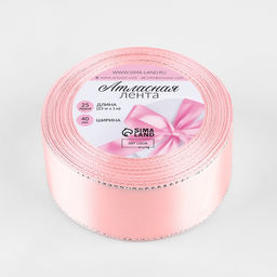 Цена за 2 шт. Лента атласная, с серебряным люрексом, 40 мм, 23±1 м, розовая №04