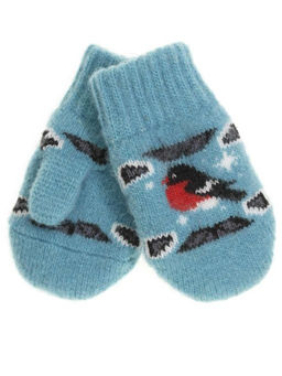 Варежки детские круговые Снегирь и орнамент, размер 11 0107-3