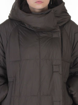 8892 GRAY/BROWN Пальто зимнее женское (200 гр. холлофайбер)