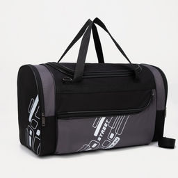 Сумка дорожная Street, 3 отдела на молниях, наружный карман, длинный ремень, чёрная