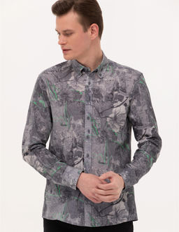 Gri Slim Fit Uzun Kollu G_mlek - Pierre cardin фото 3