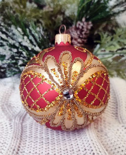 Елочный шар Цветочный 2 10см индивид.уп.