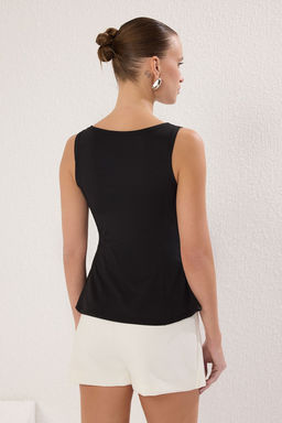 Trendyolmilla Siyah Peplum Fitted/Vucuda Oturan Orme Bluz TWOSS25BZ00265 фото 8