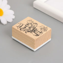 Печать дерево, резина Цветы в ведёрке, 5?4?2.5 см