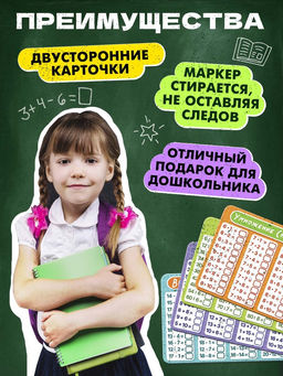 Развивающий набор «Математический тренажёр», 320 примеров, стирающийся маркер, 4 карточки, 5+