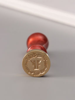 Печать для сургуча с пластиковой ручкой «Венок с буквой T», 2.5×2.5×6.3 см
