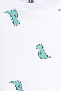 КР 302034/белый,зеленые динозавры фуфайка (футболка) д/мал яс