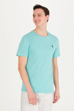 Мужская мятная базовая футболка с круглым вырезом - U.s. polo assn фото 3