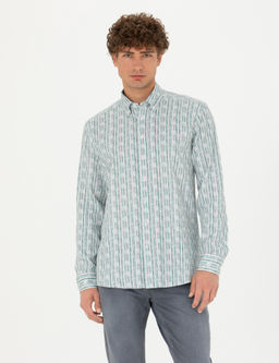 Рубашка Pierre Cardin Regular Fit мятная с длинным рукавом