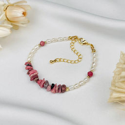 Браслет из Жемчуга и Родонита 18,5 см +