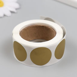 Наклейка бумага Золотой кружочек, скретч-слой, d=2.5 см, 300 шт. в рулоне