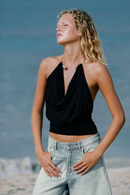 TOP POLIAMIDA CHOKER / Negro