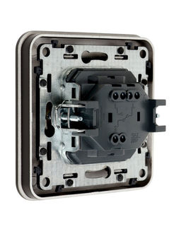 Выключатель проходной, серия Circular, 10 А, одноклавишный, скрытый монтаж, чёрный