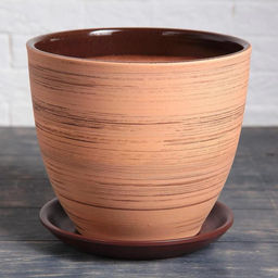 Горшок для цветов «Кружево», 5 л, d=23 см, h=21 см, керамика, с поддоном, коричневый