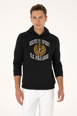 Erkek Regular Fit Kap__onlu _ardonlu Siyah Sweatshirt