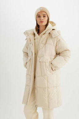 Su Itici Uzun Sisme Mont Kapusonlu Kapitoneli Fermuarl? C?tc?tl? Cepli