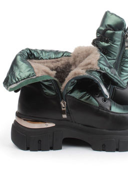 02-FAR137-3Z GREEN/BLACK Дутики женские (искусственная кожа, плащевая ткань, шерсть) - Фабричный китай фото 4