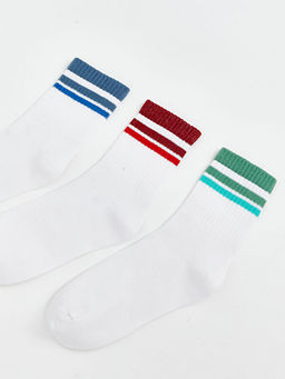 Bask?l? Erkek ?ocuk Soket ?orap 3l?