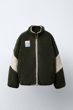 FAUX SHEARLING FLEECE-LINED JACKET