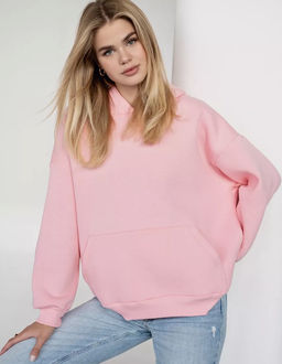 K13019 Толстовка с капюшоном (плотный хлопок) РОЗОВЫЙ