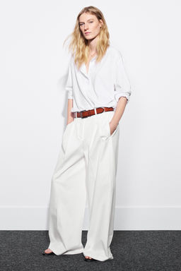 PANTAL?N WIDE LEG PLIEGUES ZW COLLECTION / Blanco