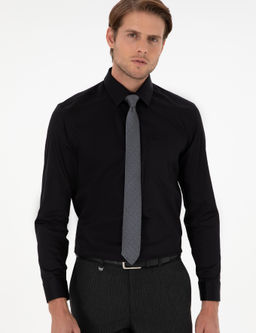 Siyah Regular Fit Uzun Kollu Basic G_mlek