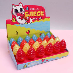 Цена за 24 шт. Блеск для губ детский «Мороженое», МИКС ароматов