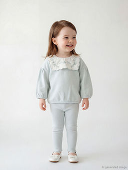 Bisiklet Yaka K?z Bebek Sweatshirt ve Tayt