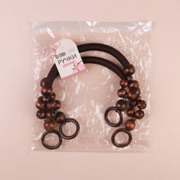 Ручки для сумки, 2 шт., вощёный шнур/дерево, 46.5×4 см, цвет коричневый