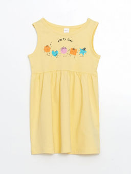 Bisiklet Yaka ?i?ekli K?z ?ocuk Elbise