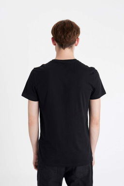 Облегающая футболка с коротким рукавом и круглым вырезом с принтом - Defacto фото 6