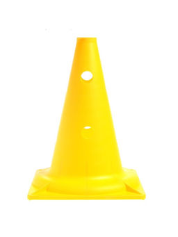Конус - фишка, пластиковая, спортивная, разметочная, с отверстиями, 32 см, цвет жёлтый