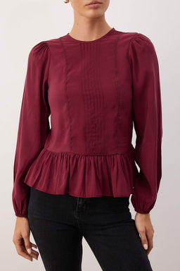 Bordo Aksesuar Detayl? Dokuma Bluz TWOAW26BZ00299