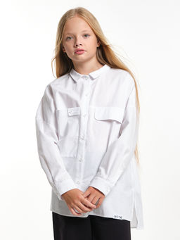Рубашка для девочки подросткам школьная форма оверсайз UD 7953 белый - Mini maxi фото 3