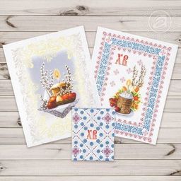 К-т полотенец Пасхальный 50*60 см. - 3 шт. рогожка хлопок 100% - Лен поволжья фото 2