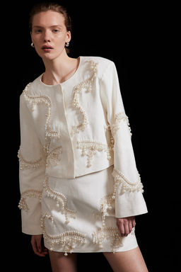 Falda de lino con cuentas decorativas - H&m фото 2