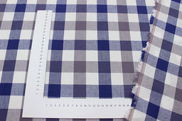Вареный (стираный) хлопок Клетка (3.0*3.0см) цв.синий/лилово-серый, ш.2.5м, хл-100%,125гр/м.кв - Купава фото 2