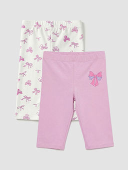 Fiyonk Bask?l? K?z ?ocuk Tayt 2li