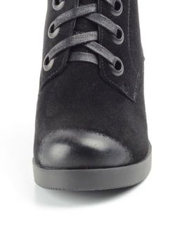 04-R180-1 BLACK Ботинки зимние женские (натуральная замша, натуральный мех) - Фабричный китай фото 11