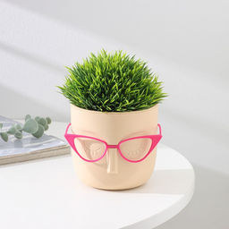 Кашпо для цветов со вставкой Мари, 650 мл, d=11.5 см, h=10.5 см, бежевое