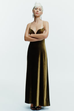 STRAPPY VELVET DRESS - Zara фото 6
