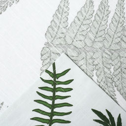 Шторы для кухни с подхватами Этель «Папоротник», 150×180 см - 2 шт., репс 220 г/м², 100% хл