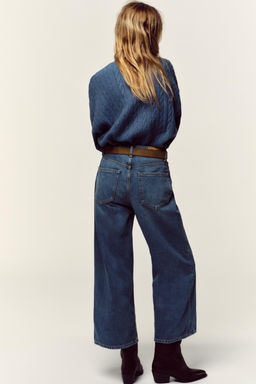 Z.08 WIDE-LEG CROPPED HIGH-WAIST JEANS WITH BELT - Zara фото 7