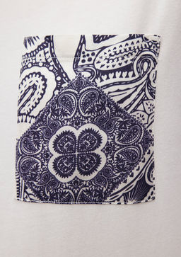 Bask?l? Beyaz Tisort - Mavi фото 6