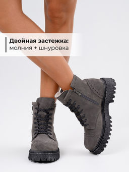 Ботинки 319.22511gr.Серый замок замша/Мех
