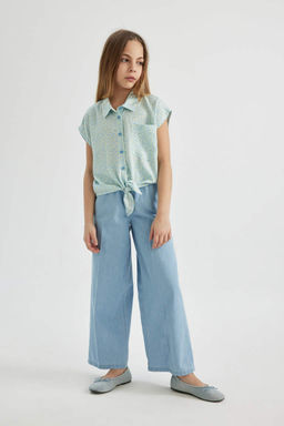 Широкие джинсовые брюки для девочек - Defacto фото 3